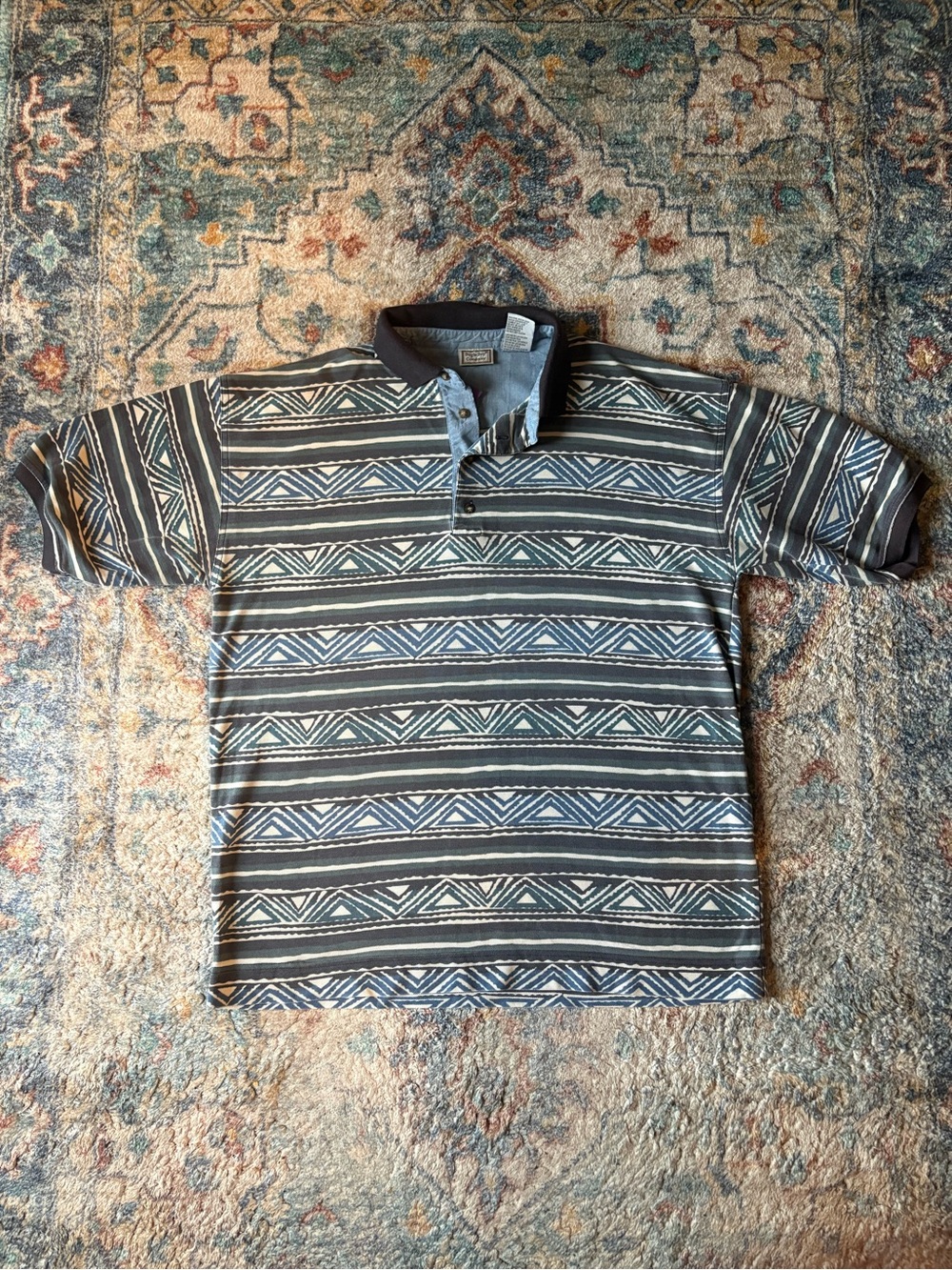 Vintage Bugle Boy Striped Abstract Polo Shirt Size XXL